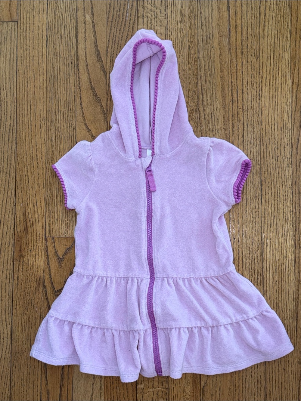 Cat & Jack Lilac Hooded Tiered Swim Cover Up Dress 3T EUC